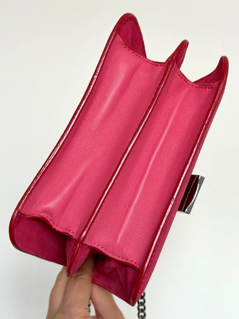 Jimmy Choo Suede Rebel Crossbody Bag Hot Pink